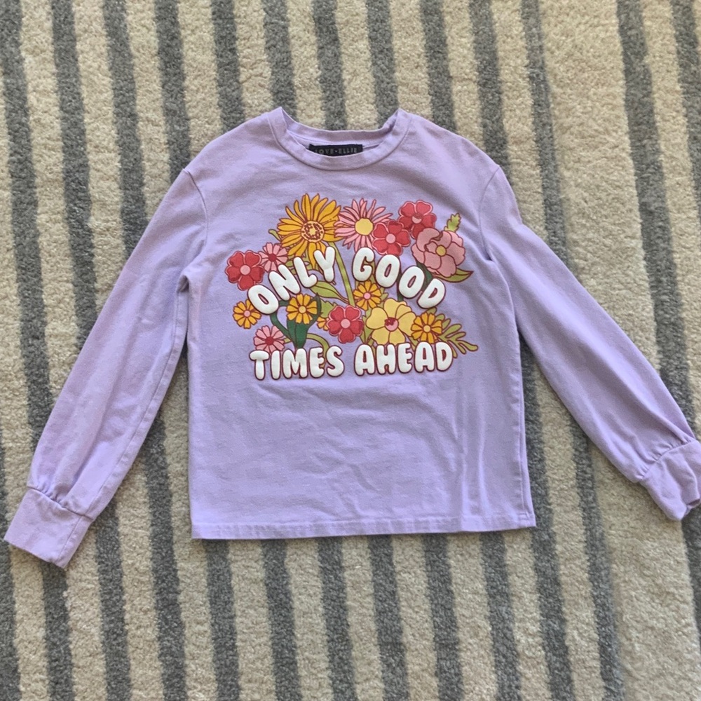 Lavender Long Sleeve Tee with Floral Print